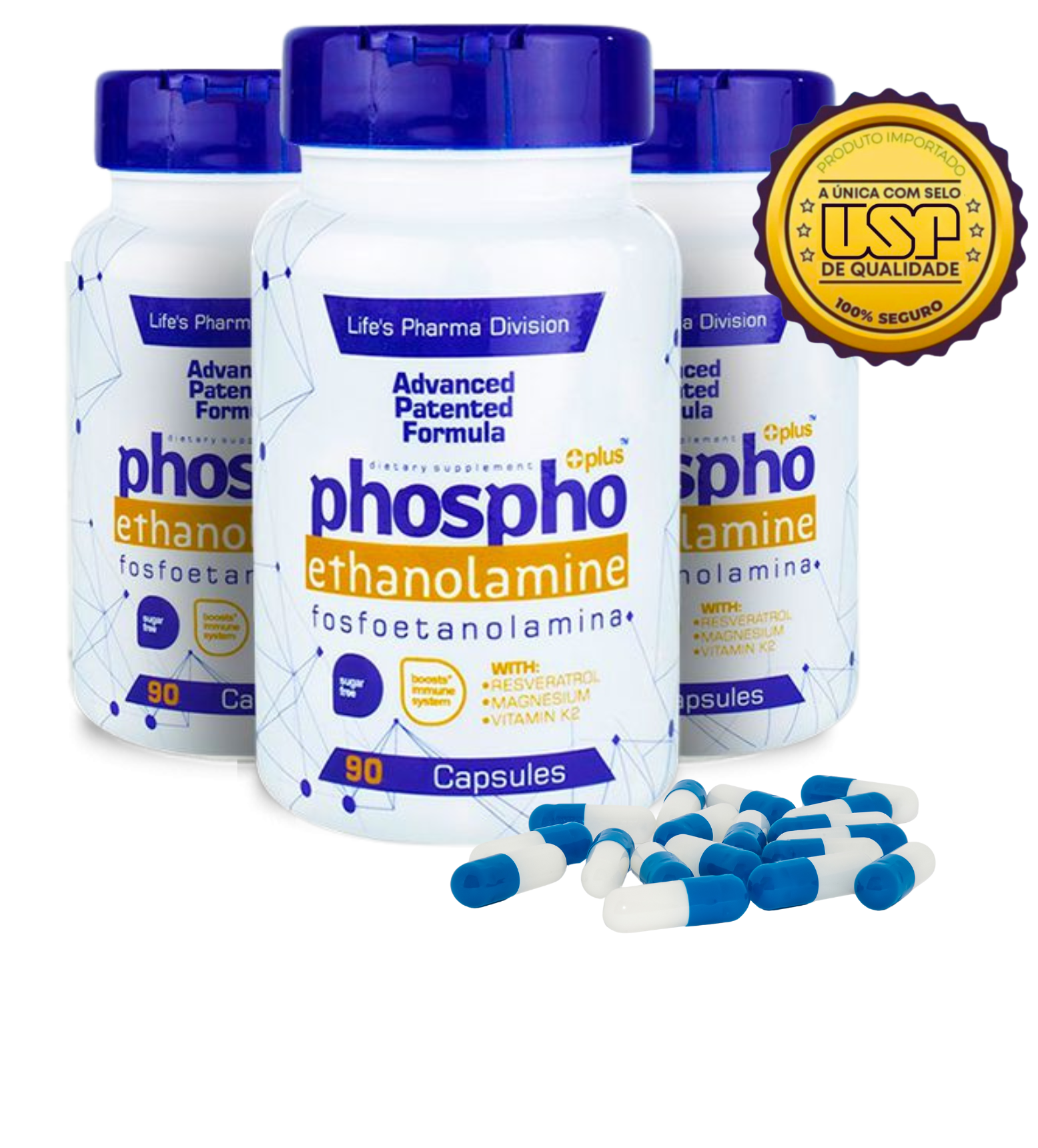 Fosfoetanolamina Plus Life's, frasco com 90 cápsulas